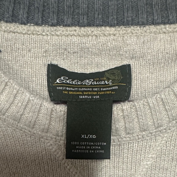 Eddie Bauer Men's Beige Crewneck Sweater - Picture 2 of 3